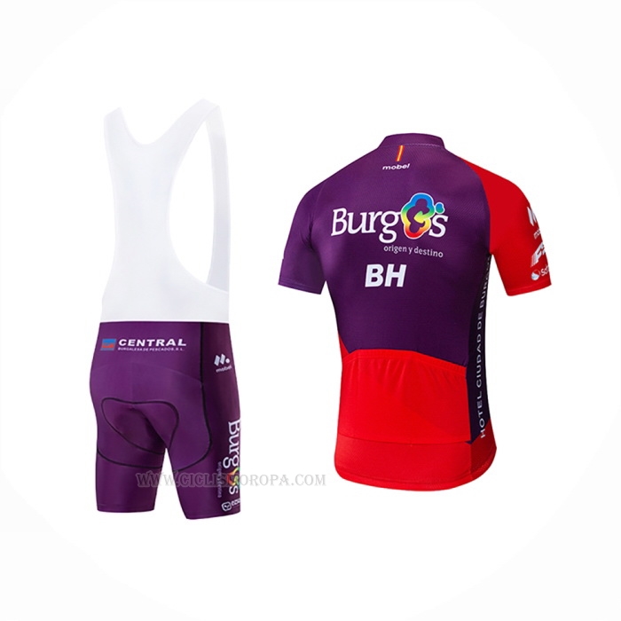 2019 Ropa Ciclismo Burgos BH Violeta Rojo Mangas Corta y Culotte Corto